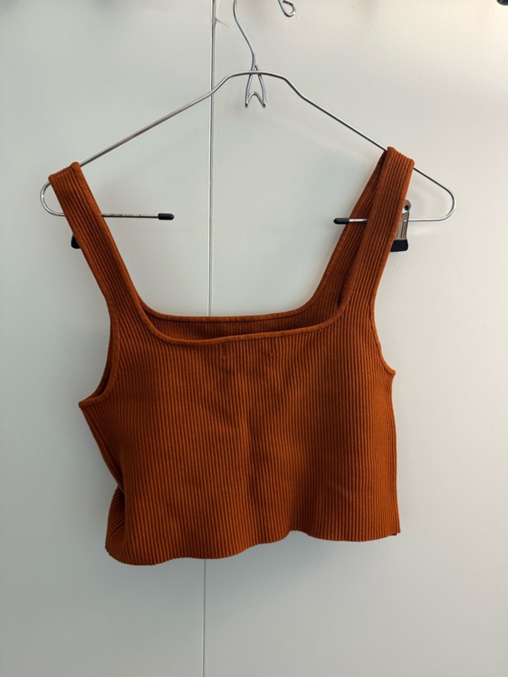 H&M Ribbed Square-Cut Tank Top - Rust - Picture 6 of 6